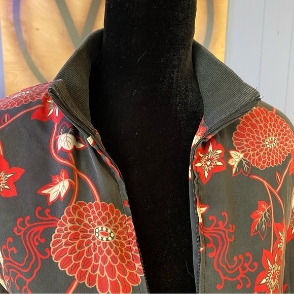 Vintage 90s Notations Silk Floral Zip Up Jacket Size M - Picture 4 of 7